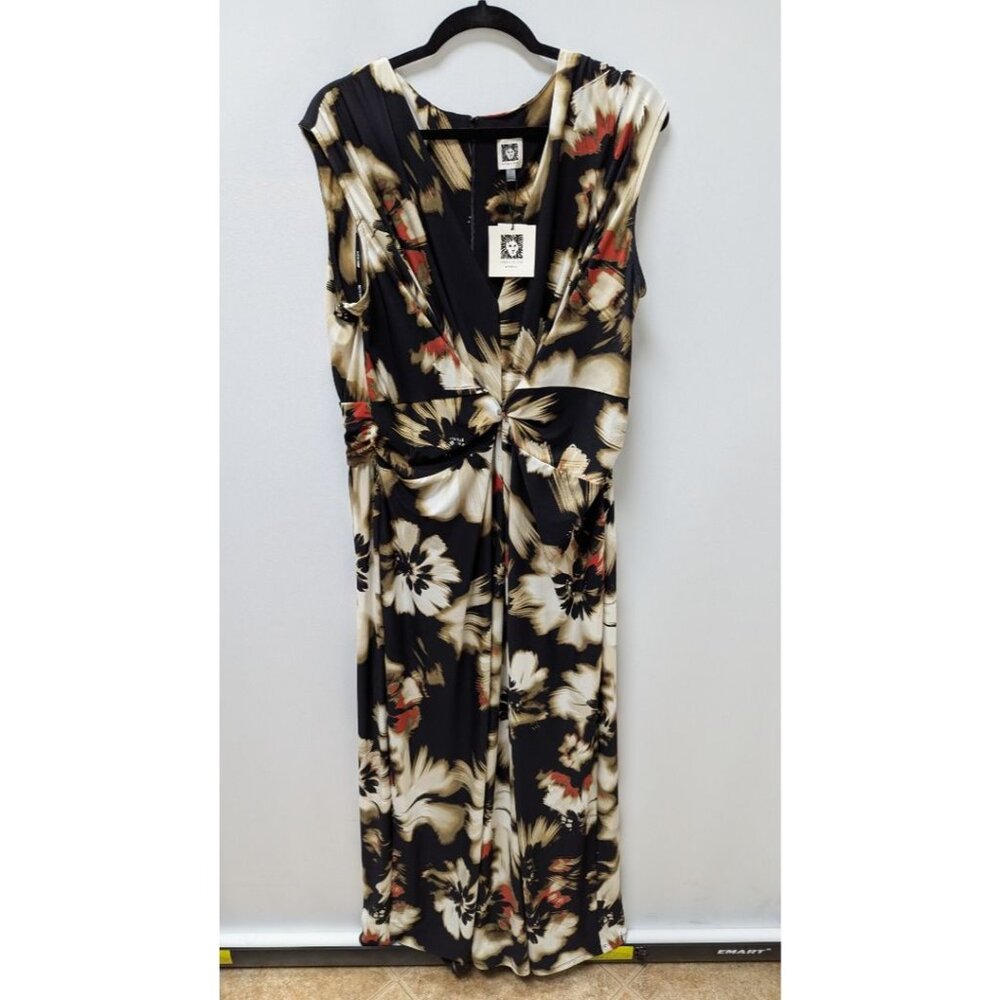 Anne Klein Black Multicolor Floral Maxi Dress